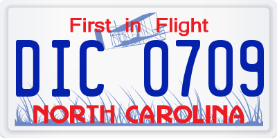 NC license plate DIC0709