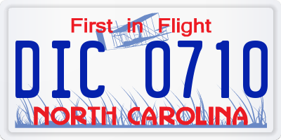 NC license plate DIC0710