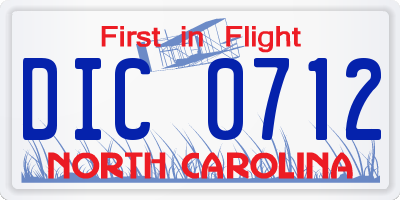 NC license plate DIC0712
