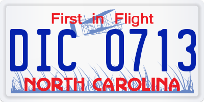 NC license plate DIC0713