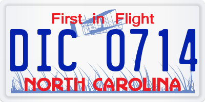 NC license plate DIC0714