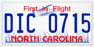 NC license plate DIC0715