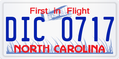 NC license plate DIC0717