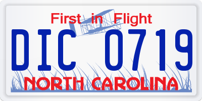 NC license plate DIC0719