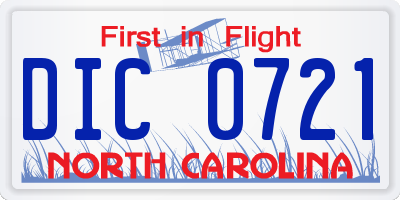 NC license plate DIC0721