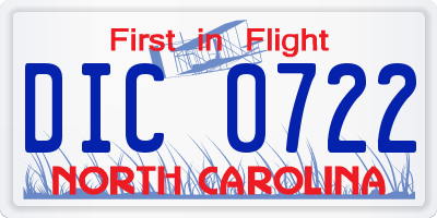 NC license plate DIC0722