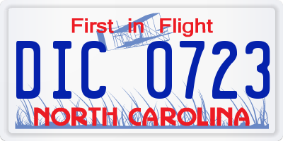 NC license plate DIC0723
