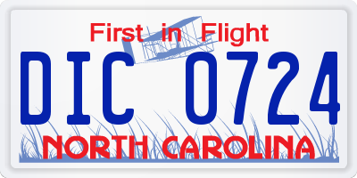 NC license plate DIC0724
