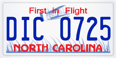 NC license plate DIC0725