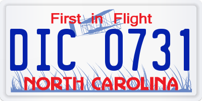 NC license plate DIC0731