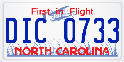 NC license plate DIC0733