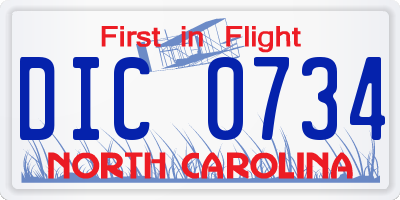 NC license plate DIC0734