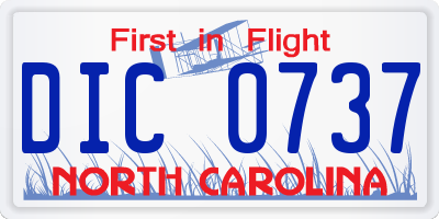 NC license plate DIC0737