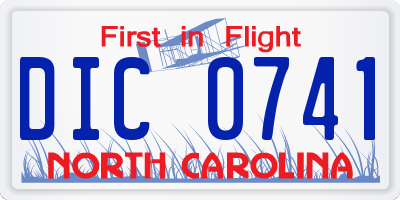 NC license plate DIC0741