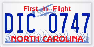 NC license plate DIC0747