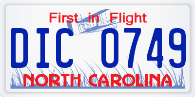 NC license plate DIC0749