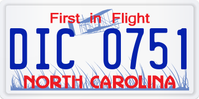 NC license plate DIC0751