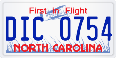 NC license plate DIC0754