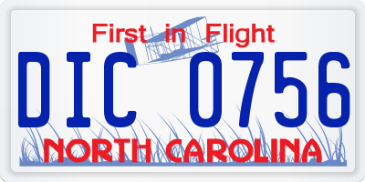 NC license plate DIC0756