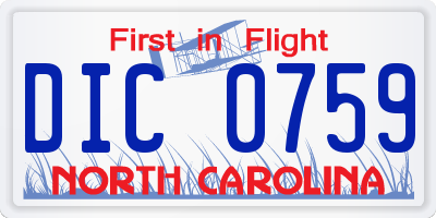 NC license plate DIC0759