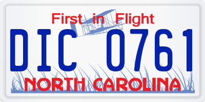 NC license plate DIC0761