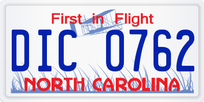 NC license plate DIC0762