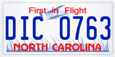 NC license plate DIC0763