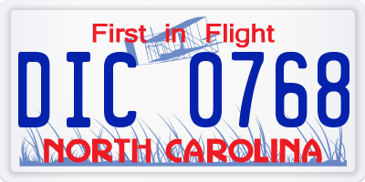 NC license plate DIC0768