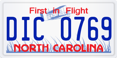 NC license plate DIC0769