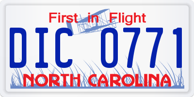NC license plate DIC0771