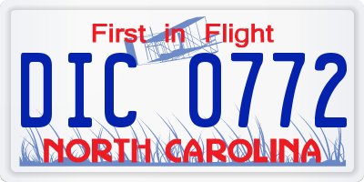NC license plate DIC0772