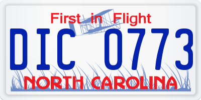 NC license plate DIC0773