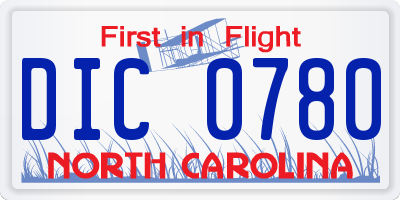NC license plate DIC0780