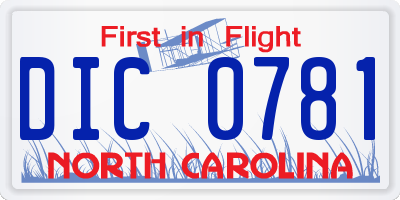 NC license plate DIC0781