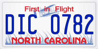 NC license plate DIC0782