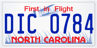 NC license plate DIC0784