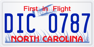NC license plate DIC0787