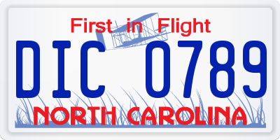 NC license plate DIC0789