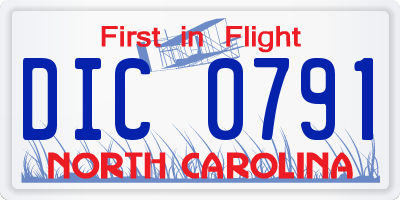 NC license plate DIC0791