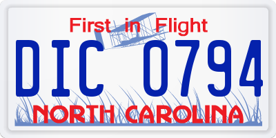 NC license plate DIC0794