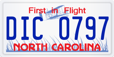 NC license plate DIC0797