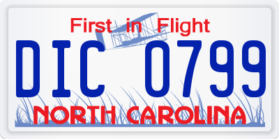 NC license plate DIC0799