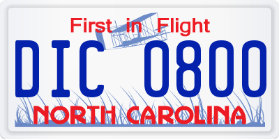 NC license plate DIC0800