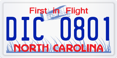 NC license plate DIC0801
