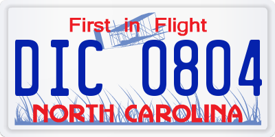 NC license plate DIC0804