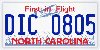 NC license plate DIC0805