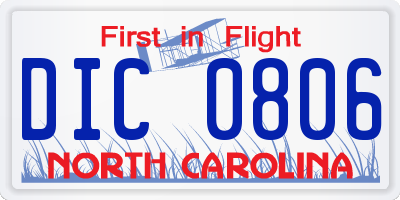NC license plate DIC0806