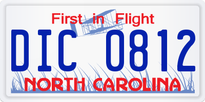 NC license plate DIC0812