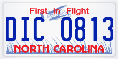 NC license plate DIC0813
