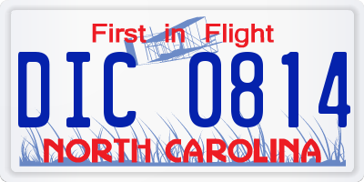 NC license plate DIC0814
